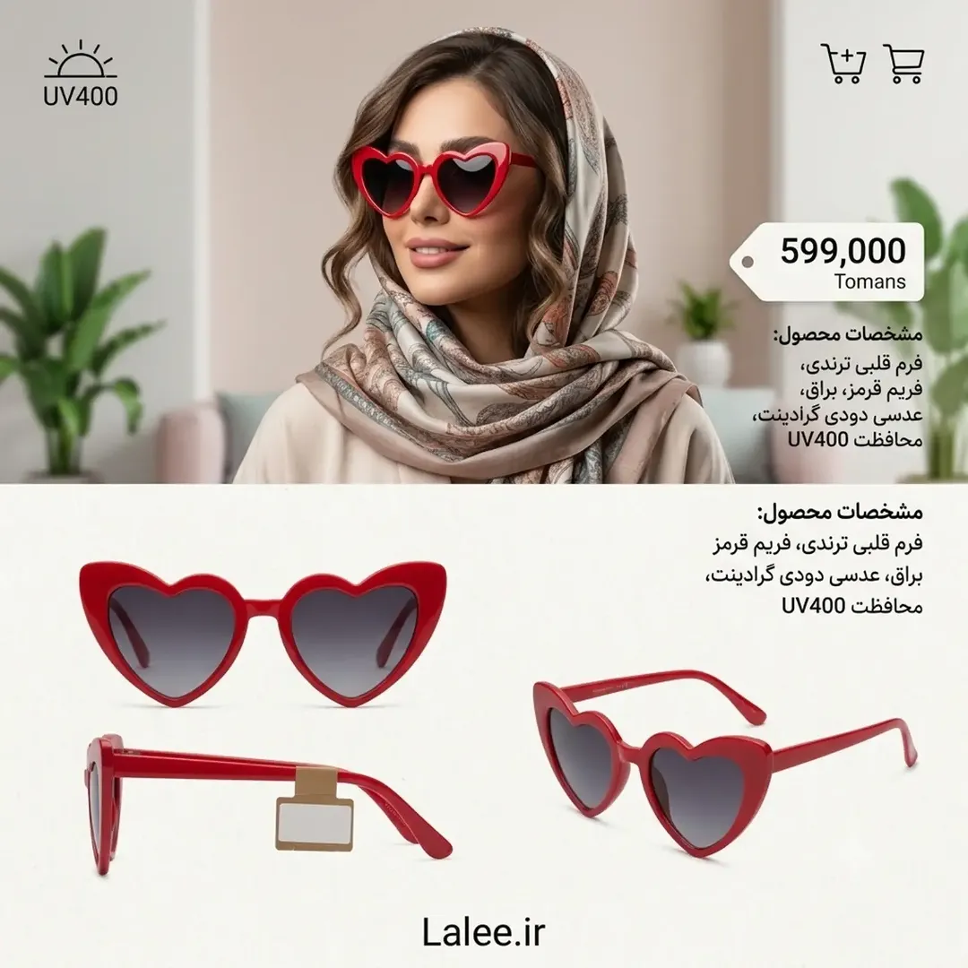 عینک آفتابی قلبی قرمز