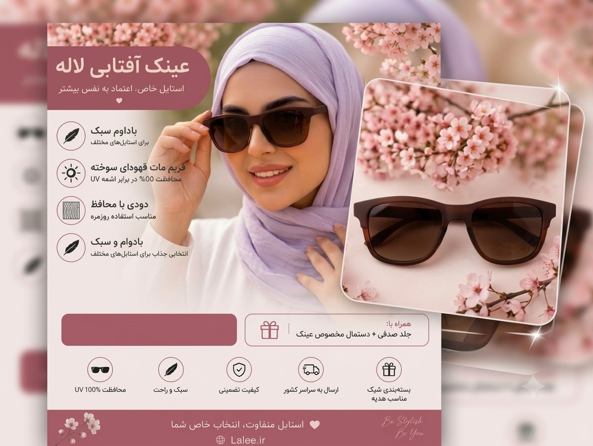 عینک آفتابی مینیمال با فریم مات قهوه‌ای سوخته و لنز دودی